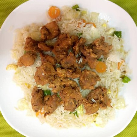 Poulet Popcorn et Riz Frit